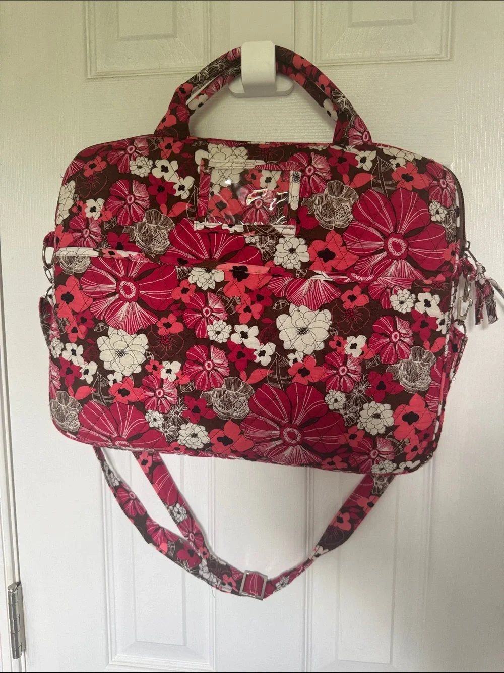 Floral Quilted Travel Tote in Pink and Brown